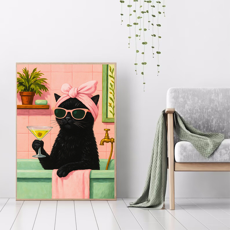 Cat with Martini in Bathtub Bl - огляд і ціна Spa Wellness Images